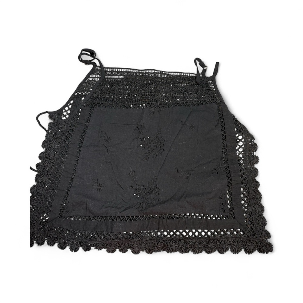 Free People Black Lace Trim Women's Tank Halter Cover Up S - Picture 10 of 10